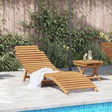 vidaXL Ξαπλώστρα Στερεό Ξύλο Τίκ Καφέ 198x55x58,5cm 1 τεμ.