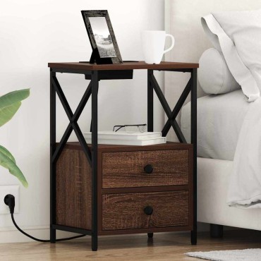 vidaXL Κομοδίνο Καφέ δρυς 40x31x60cm Επεξεργασμένο Ξύλο 1 τεμ.