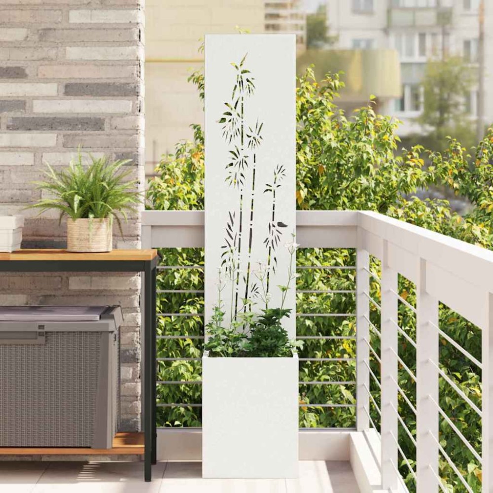 vidaXL Οθόνη Ιδιωτικότητας Κήπου Floral Λευκό 32 x 32 x 150 εκ