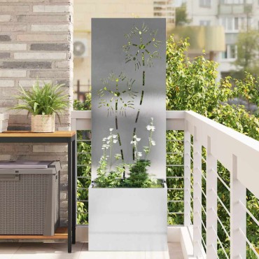 vidaXL Οθόνη Ιδιωτικότητας Κήπου Floral Ασημί 50 x 32 x 150 εκ