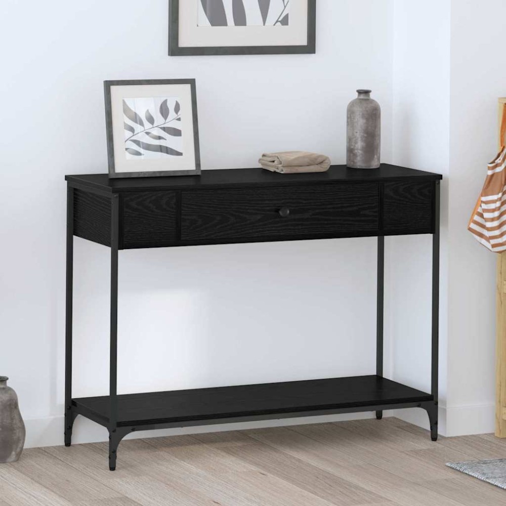 vidaXL Τραπέζι κονσόλας Μαύρη δρυς 100x34.5x75cm 1 τεμ.