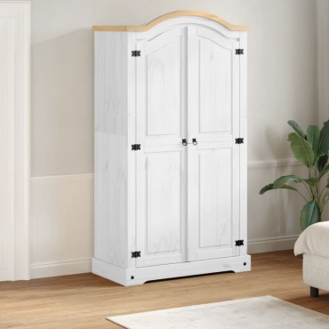 vidaXL Ντουλάπα Corona Λευκό 102x52x186cm από Μασίφ Ξύλο Πεύκου 1 τεμ.