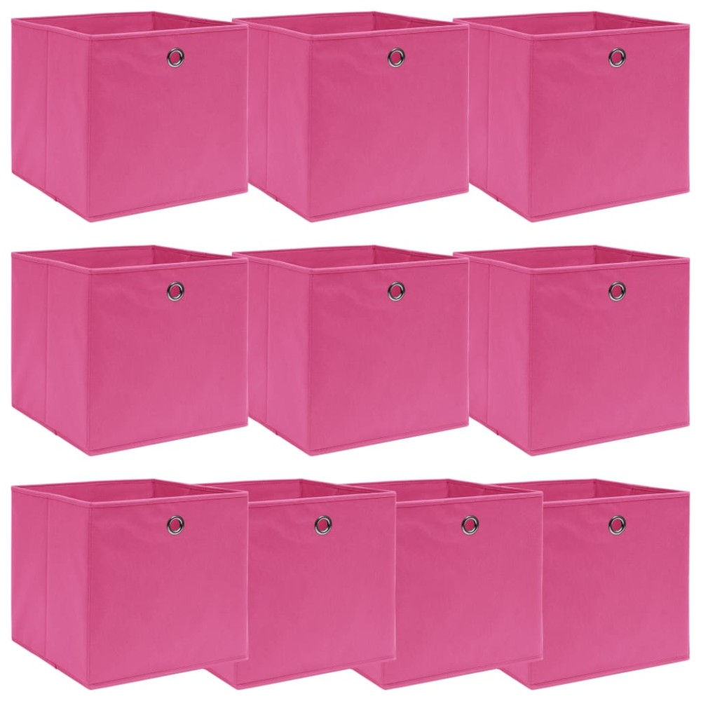 vidaXL Κουτιά Αποθήκευσης 10 τεμ. Ροζ 32 x 32 x 32 εκ. Υφασμάτινα