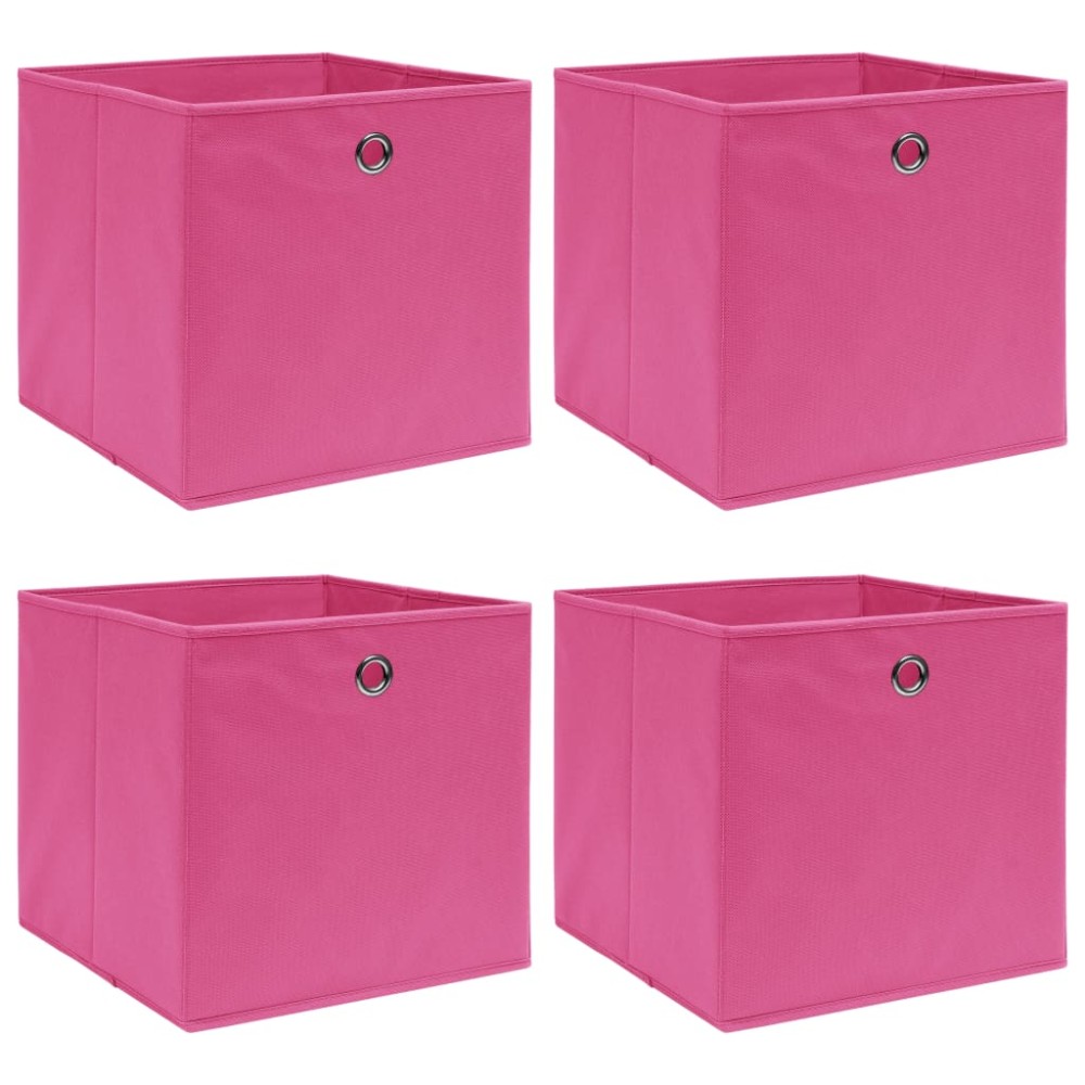 vidaXL Κουτιά Αποθήκευσης 4 τεμ. Ροζ 32 x 32 x 32 εκ. Υφασμάτινα