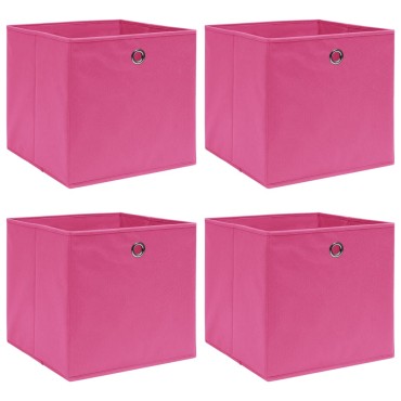vidaXL Κουτιά Αποθήκευσης 4 τεμ. Ροζ 32 x 32 x 32 εκ. Υφασμάτινα