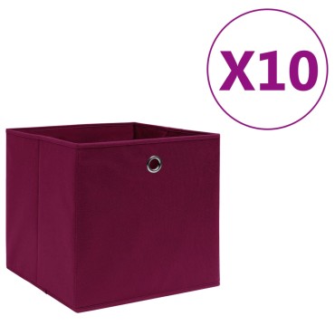 vidaXL Κουτιά Αποθήκευσης 10τεμ Σκ Κόκκινα 28x28x28εκ Ύφασμα Non-woven