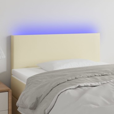 vidaXL Κεφαλάρι Κρεβατιού LED Κρεμ 80x5x78/88cm από Συνθετικό Δέρμα 1 τεμ.