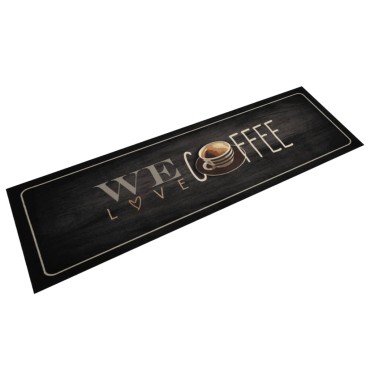 vidaXL Χαλί Κουζίνας Πλενόμενο Επιγραφή Coffee 45x150 εκ. Βελούδο