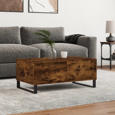 vidaXL Τραπεζάκι Σαλονιού Καπνιστή Δρυς 90x50x36,5cm Επεξεργ. Ξύλο 1 τεμ.