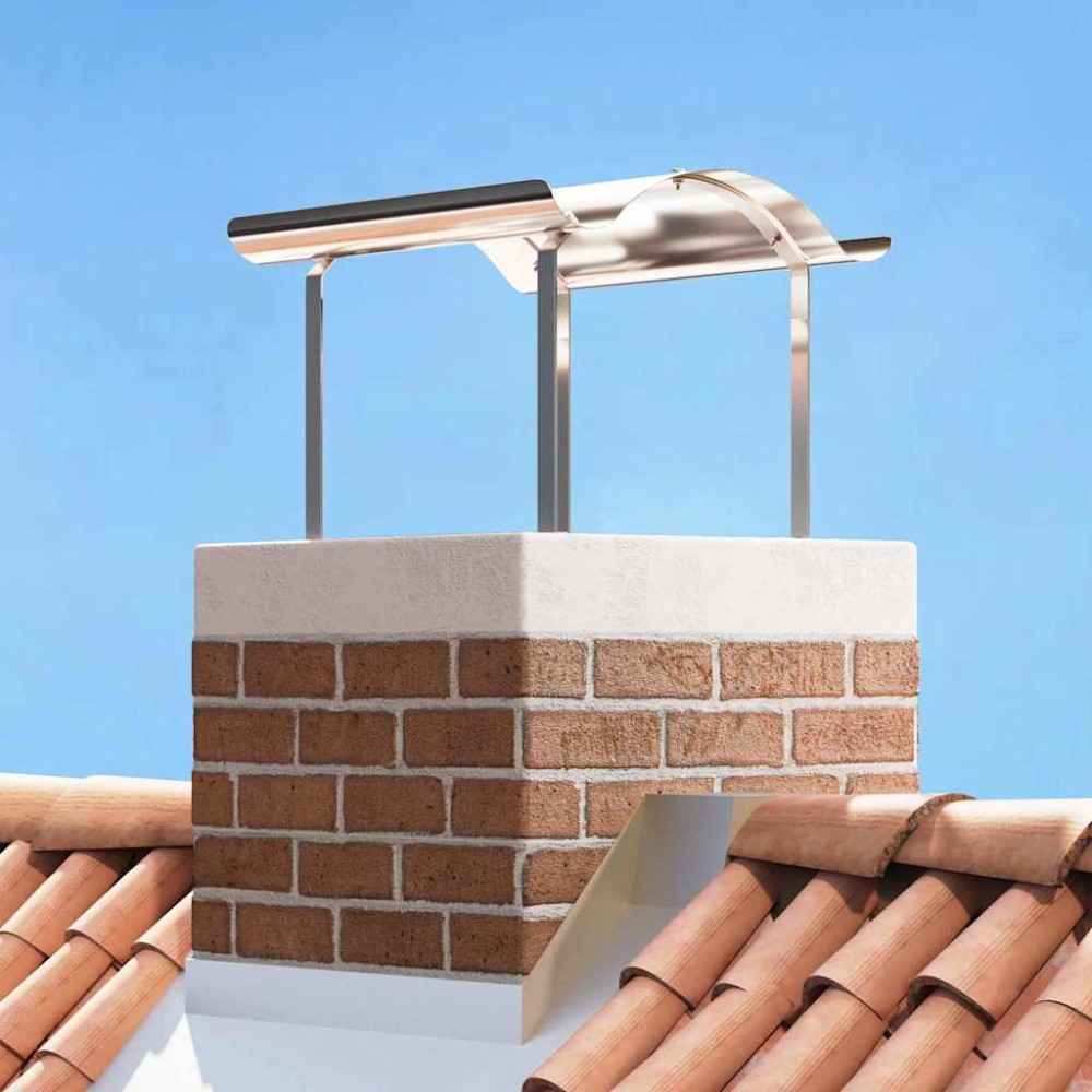vidaXL Καπέλο τζακιού Ασημί 59,5 x 50 x 36,5 cm Ανοξείδωτο ατσάλι