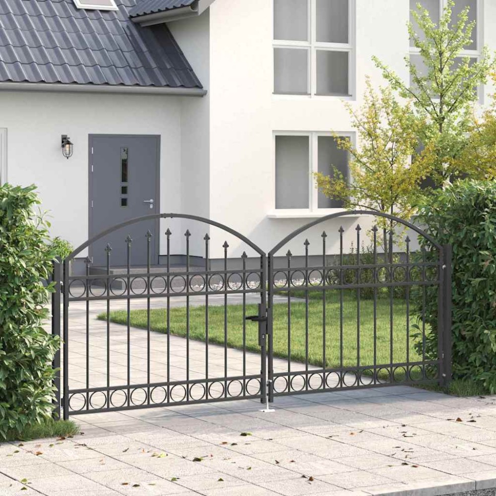 vidaXL Πύλη Φράχτη ASSEN 301 x 175,5 εκ. Ατσάλι Γκρι Κλειδώσιμο