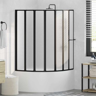 vidaXL Διαχωριστικό ντους Μαύρο 168 x 140 εκ Αλουμίνιο