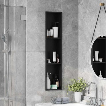 vidaXL Νίτσα Μπάνιου Μαύρο 90 x 20 x 9,5 εκ Ανοξείδωτο ατσάλι