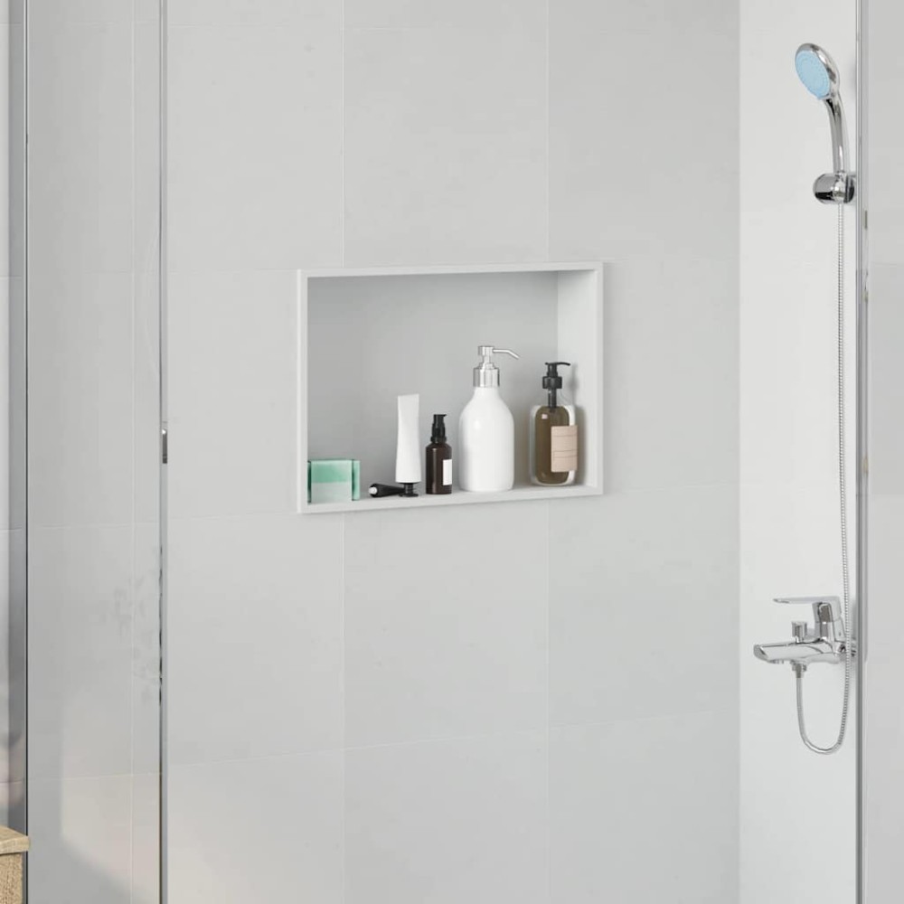 vidaXL Νίτσα Μπάνιου Λευκό 45 x 30 x 9,5 εκ. Ανοξείδωτο ατσάλι