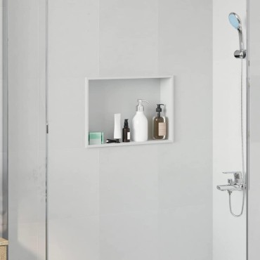 vidaXL Νίτσα Μπάνιου Λευκό 45 x 30 x 9,5 εκ. Ανοξείδωτο ατσάλι