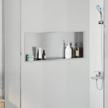 vidaXL Νίτσα Μπάνιου Ασημί 75 x 30 x 9,5 εκ. Ανοξείδωτο ατσάλι