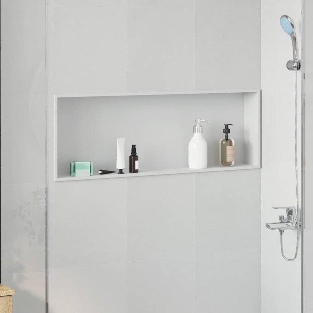 vidaXL Νίτσα Μπάνιου Λευκό 90 x 30 x 9,5 εκ. Ανοξείδωτο ατσάλι