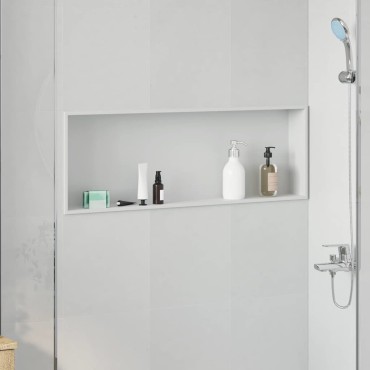 vidaXL Νίτσα Μπάνιου Λευκό 90 x 30 x 9,5 εκ. Ανοξείδωτο ατσάλι
