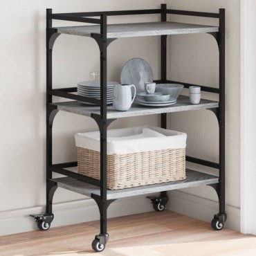 vidaXL Τρόλεϊ Κουζίνας Sonoma Γκρι 50x35x75,5cm Επεξεργασμένο Ξύλο 1 τεμ.