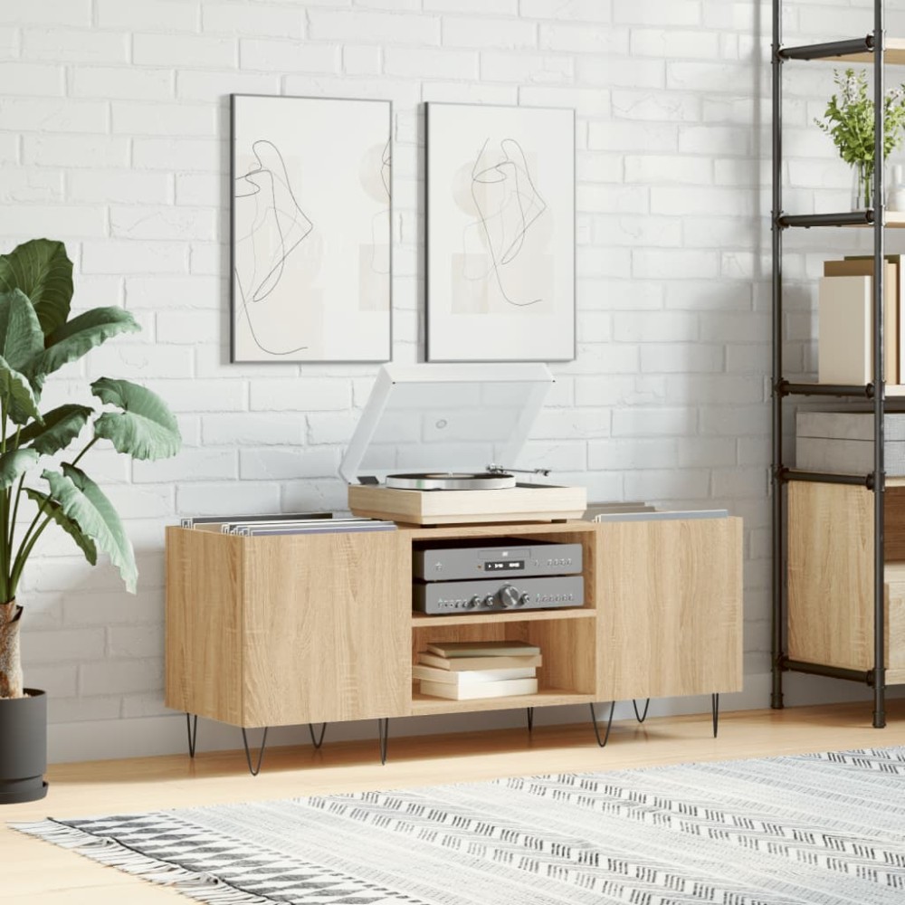 vidaXL Δισκοθήκη Sonoma Δρυς 121x38x48cm από Επεξεργασμένο Ξύλο