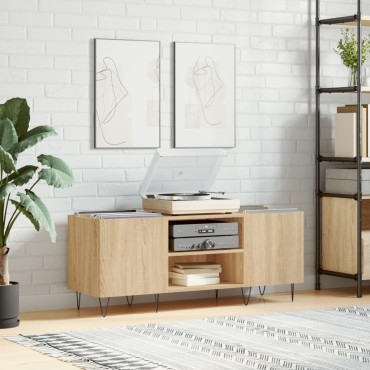 vidaXL Δισκοθήκη Sonoma Δρυς 121x38x48cm από Επεξεργασμένο Ξύλο