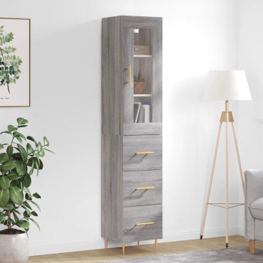 vidaXL Μπουφές Sonoma Γκρι 34,5x34x180cm από Επεξεργασμένο Ξύλο 1 τεμ.