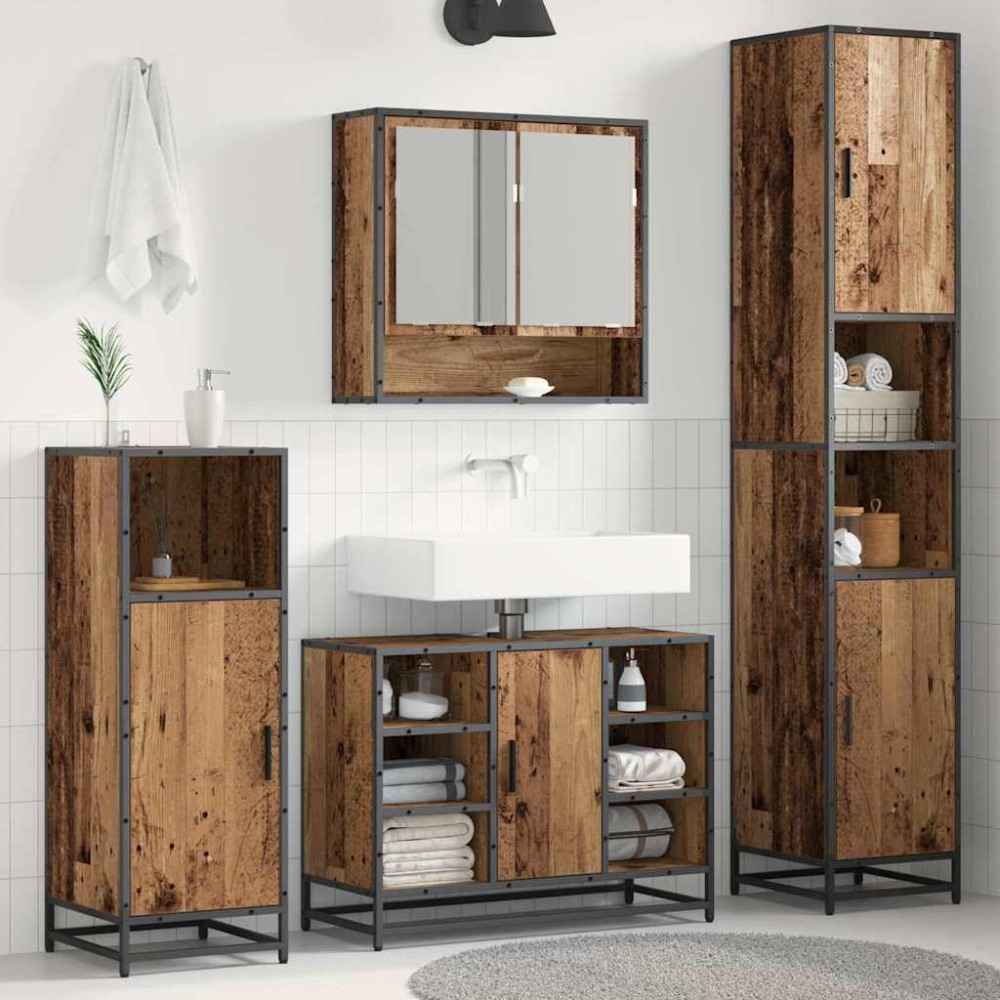 vidaXL Σετ Επίπλων Μπάνιου Παλιό Ξύλο 35x37,5x188,5 εκατοστά 35x37,5x188,5cm vidaXL Σετ Επίπλων Μπάνιου Παλιό Ξύλο 35x37,5x188,5 εκατοστά 35x37,5x188,5cm