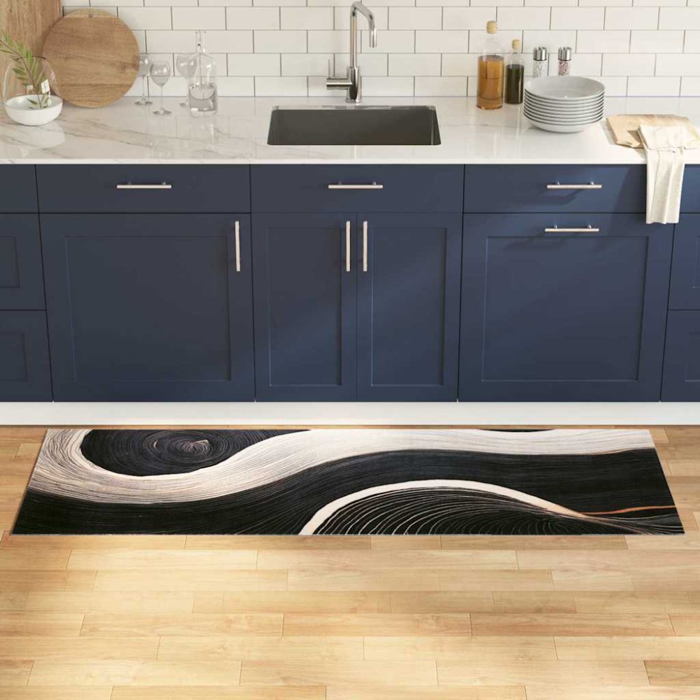 vidaXL Χαλί Κουζίνας Μαύρο 180 x 60 cm Βελούδο