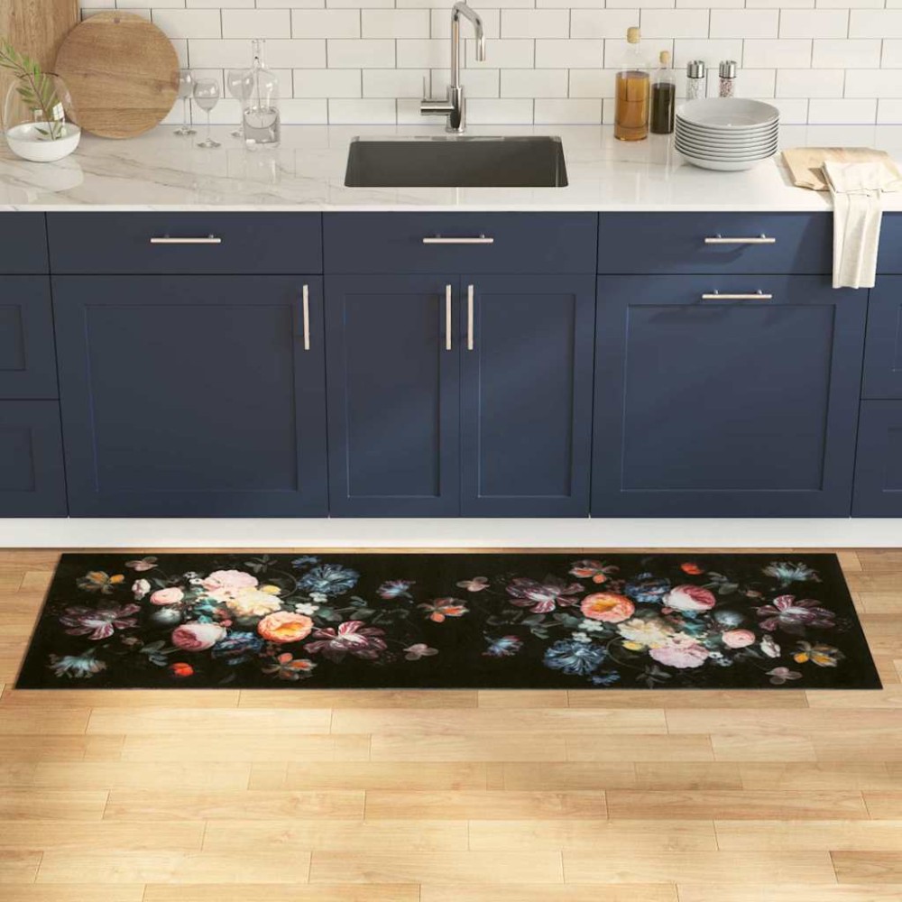 vidaXL Χαλί Κουζίνας Μαύρο 180 x 60 cm Βελούδο