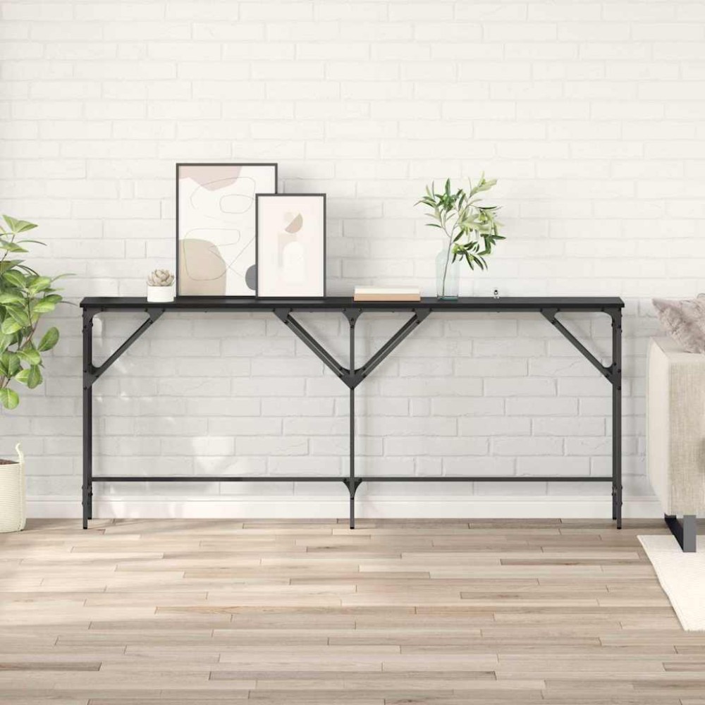 vidaXL Τραπέζι κονσόλας Μαύρη Οξυά 180x30x75cm Επεξεργασμένο Ξύλο 1 τεμ.