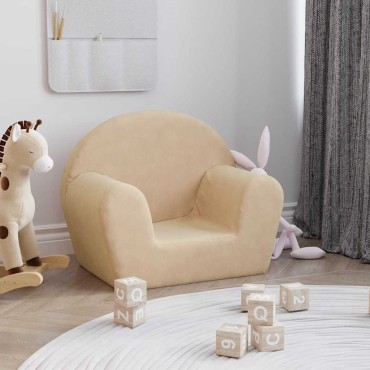 vidaXL Παιδικός καναπές Cream Soft Plush 57x34x45cm