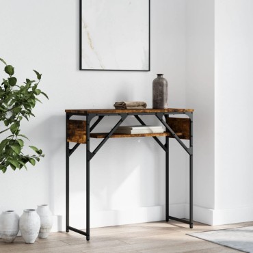 vidaXL Τραπέζι Κονσόλα με Ράφι Καπνιστή Δρυς 75x30x75cm Επεξ. Ξύλο 1 τεμ.