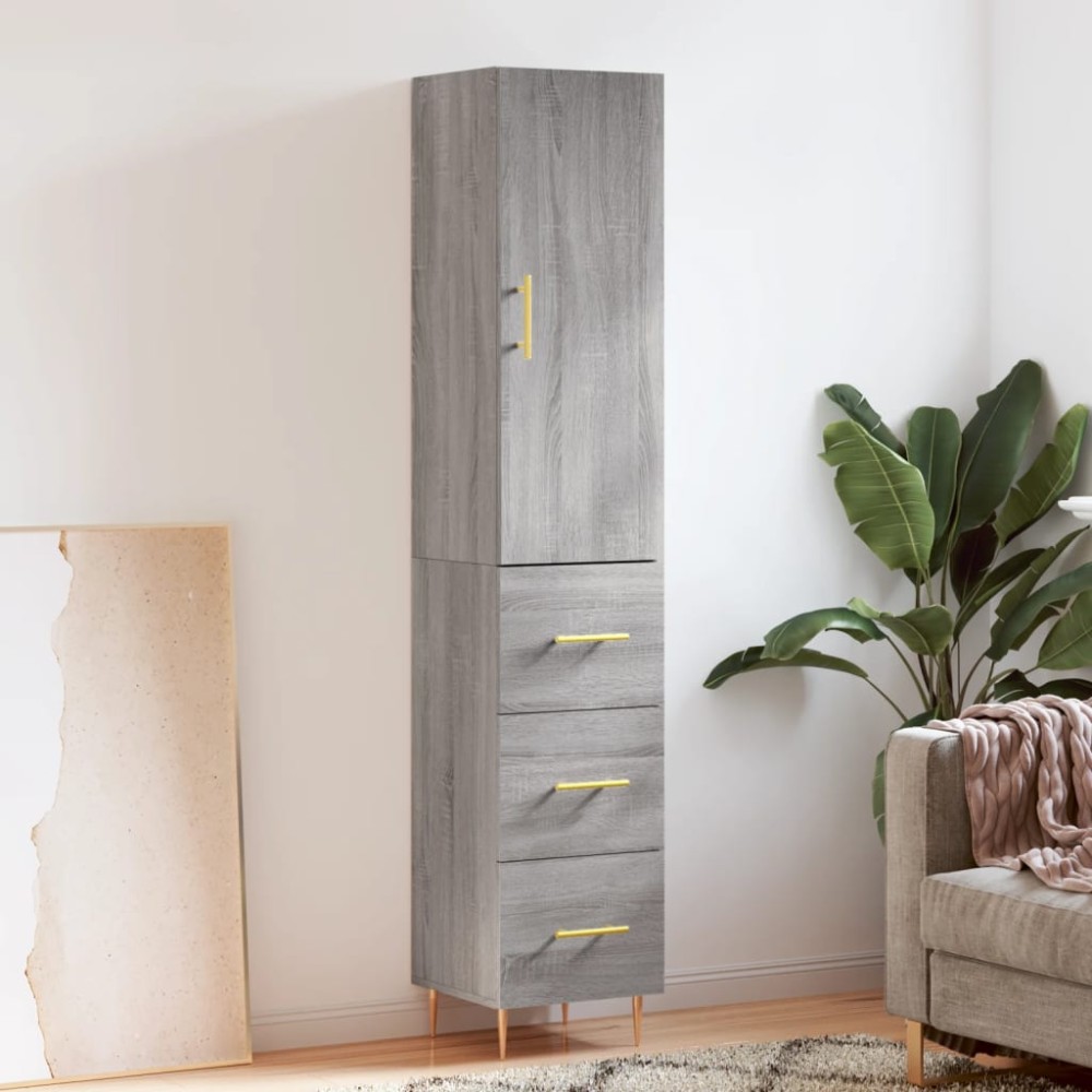 vidaXL Μπουφές Sonoma Γκρι 34,5x34x180cm από Επεξεργασμένο Ξύλο 1 τεμ.