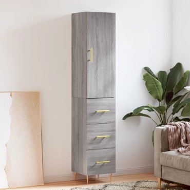 vidaXL Μπουφές Sonoma Γκρι 34,5x34x180cm από Επεξεργασμένο Ξύλο 1 τεμ.