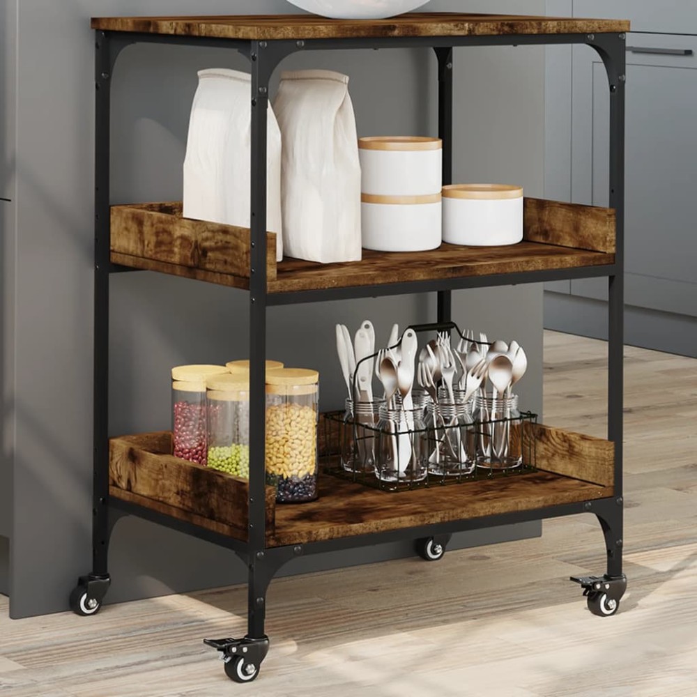 vidaXL Τρόλεϊ Κουζίνας Καπνιστή Δρυς 60x41x80,5cm Επεξεργασμένο Ξύλο 1 τεμ.