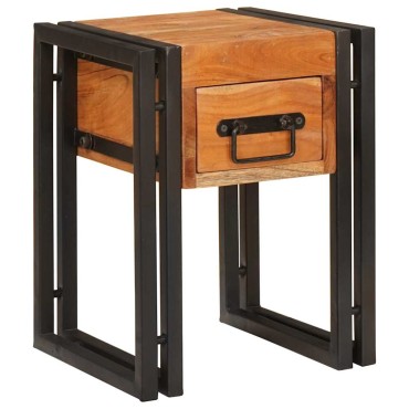vidaXL End Table Καφέ και Μαύρο 30x30x40cm Στερεό Ξύλο Ακακίας