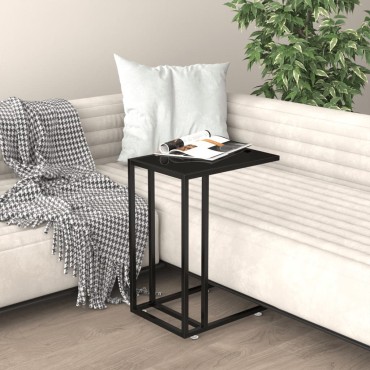 vidaXL Τραπέζι Υπολογιστή Βοηθητικό Μαύρο 50x35x65cm Ψημένο Γυαλί 1 τεμ.