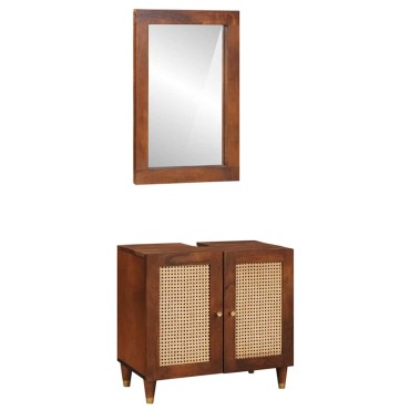 vidaXL Ντουλάπι Μπάνιου 2 τεμ. Μαύρο και Χρυσό 62x33x58cm