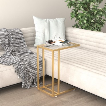 vidaXL Τραπέζι Υπολογιστή Βοηθητικό Διαφανές 50x35x65cm Ψημένο Γυαλί 1 τεμ.