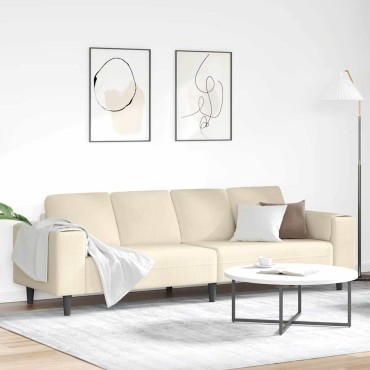 vidaXL Καναπές Κρεμ 250x77x76cm Υφασμάτινο Κορντουρά