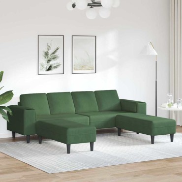 vidaXL Καναπές Σκούρο Πράσινο 250x188x76cm Υφασμάτινο Κορντουρά
