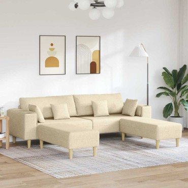 vidaXL Καναπές 3 τεμ. Κρεμ ύφασμα 250x188x76cm  Τριθέσιος