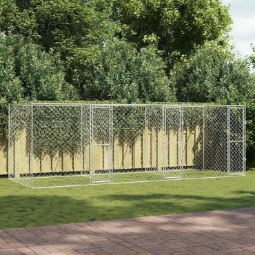 vidaXL Κλουβί σκύλου Ασημί 600 x 200 x 200 εκ. Επικαλυμμένος Χάλυβας