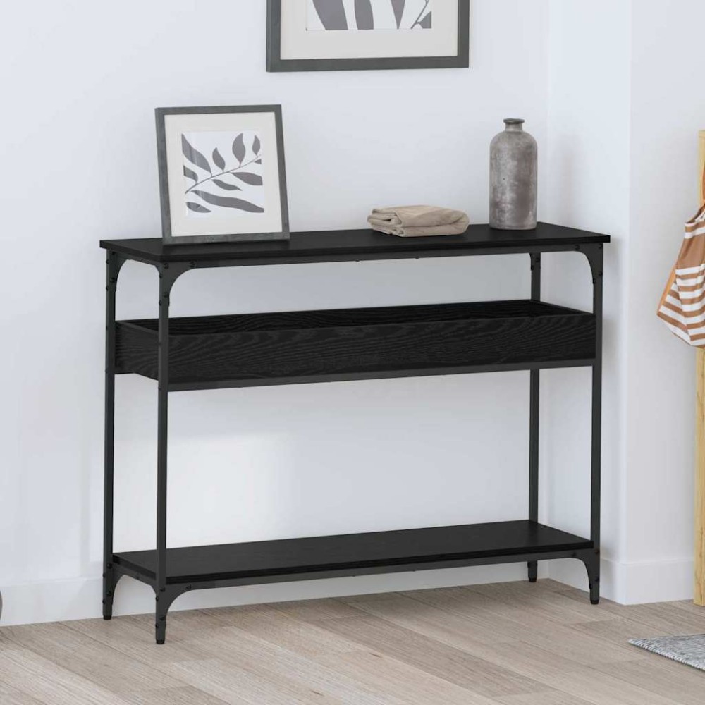 vidaXL Τραπέζι κονσόλας Μαύρη δρυς 100x29x75cm 1 τεμ.