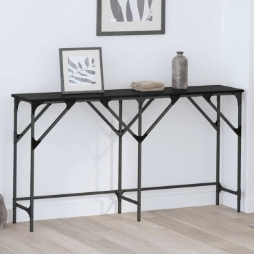 vidaXL Τραπέζι κονσόλας Μαύρη Οξυά 140x29x75cm Επεξεργασμένο Ξύλο 1 τεμ.