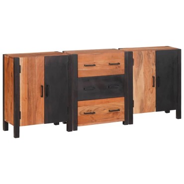 vidaXL Πλαϊνό γραφείο 3 τεμ. Καφέ 55x30x75cm Στερεό Ξύλο Ακακίας