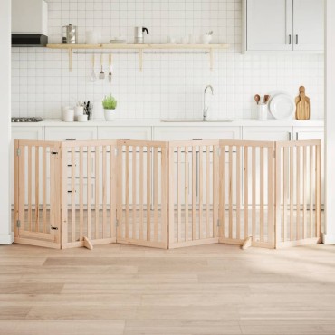 vidaXL Πόρτα Σκύλου με Πόρτα Πτυσσόμενη 6 Πάνελ από Ξύλο Λεύκας 300 εκ.