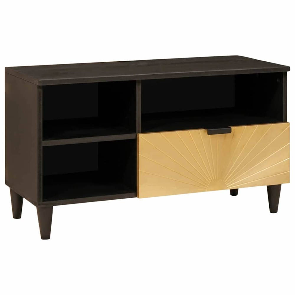 vidaXL Ντουλάπι TV Μαύρο και Χρυσό 80x33x46cm Επεξεργασμένο Ξύλο 1 τεμ.
