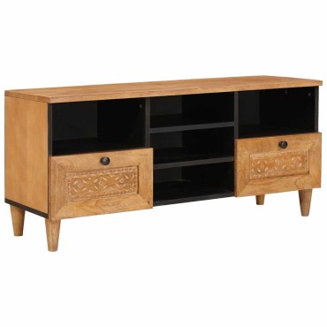 vidaXL Ντουλάπι TV με συρτάρι 100x33x46cm Στερεό ξύλο μάνγκο 1 τεμ.