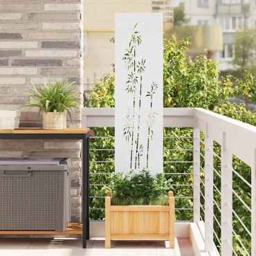 vidaXL Οθόνη Ιδιωτικότητας Κήπου Floral Λευκό 32 χ 140 εκ